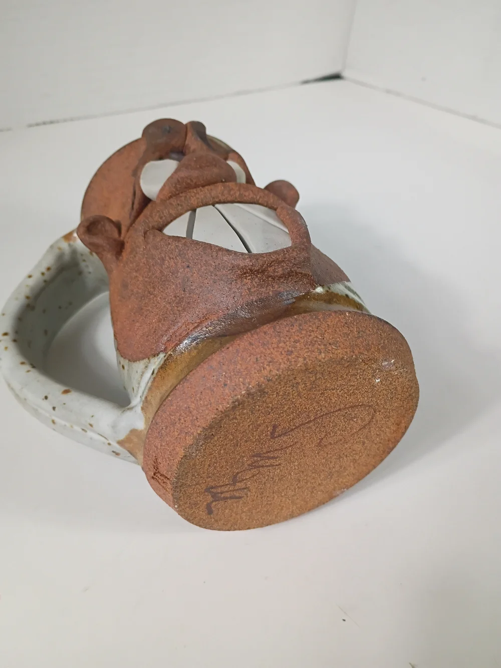 Hand Made pottery-crazy face mug-drunk confused or stoned dude